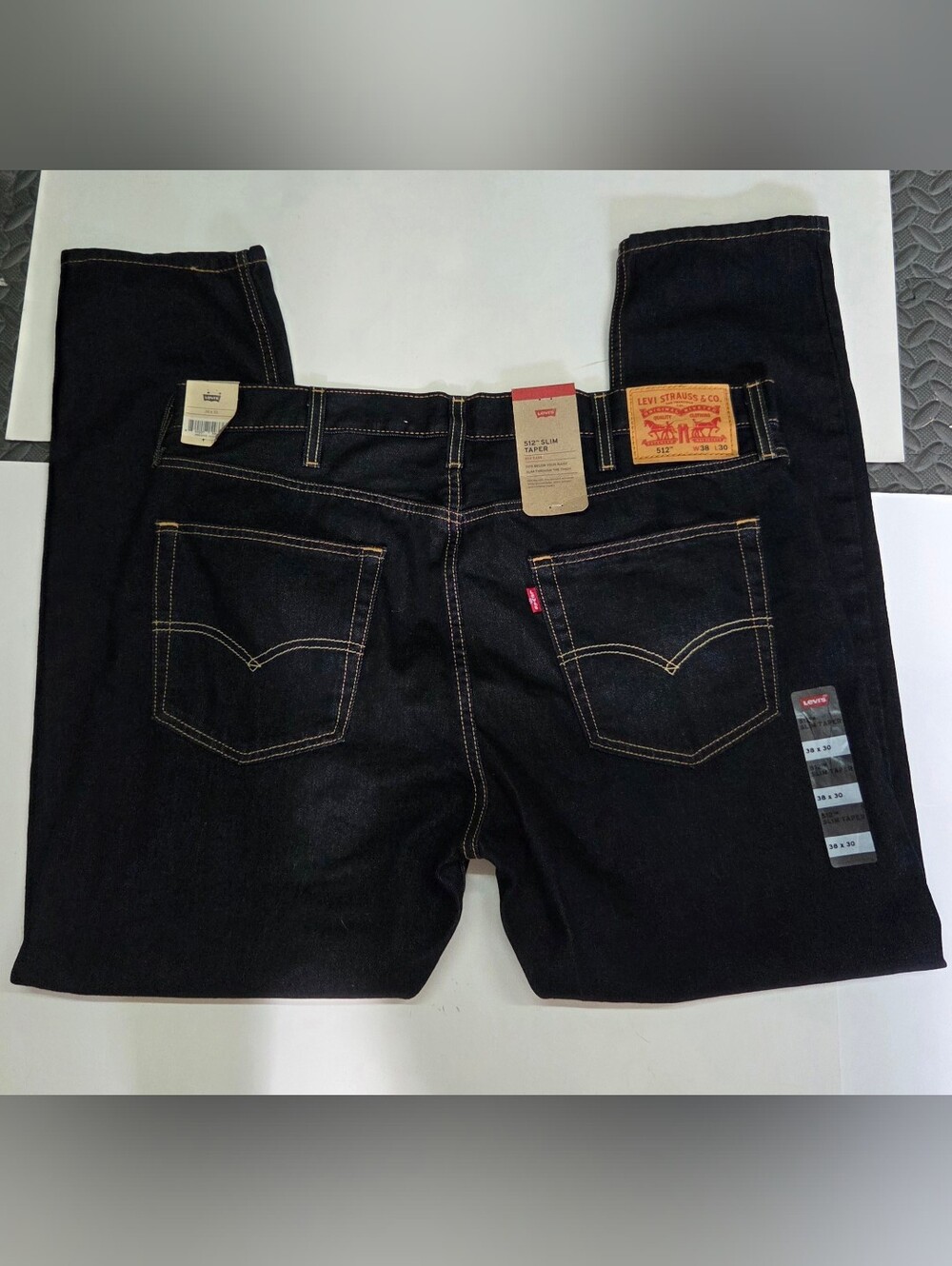 Levis 512 Slim Taper Mens Jeans 38X30 Blue Dark Wash Denim Cotton Blend NEW!!